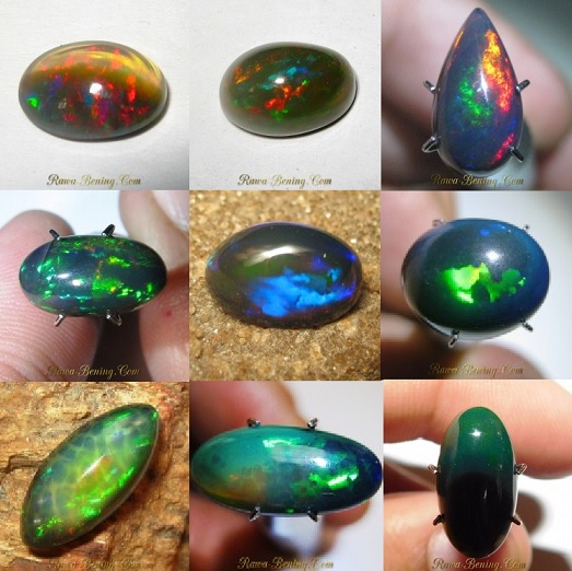 9 Batu Black Opal Asli Afrika Kualitas Pilihan